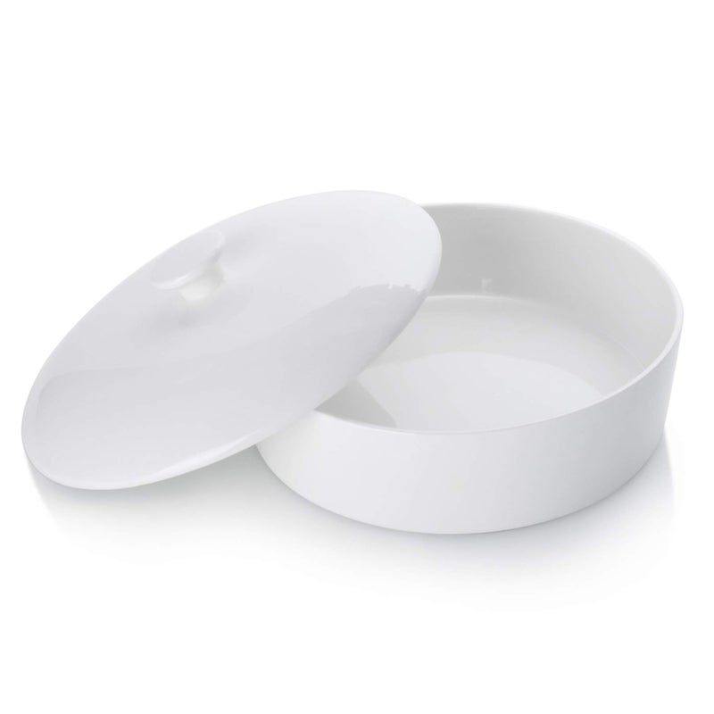 Sweese Ceramic Tortilla Warmer - Holds 12 Tortillas, Microwave & Oven Compatible, Elegant White Tortilla Holder with Lid for Taco Nights, Pancakes, Waffles - Durable & Easy to Clean - Image 1